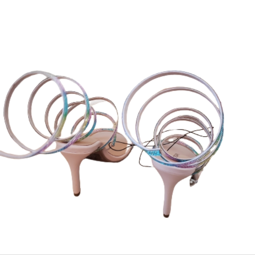 Torrid extra wide width rhinestone lace up heel sandals, 8ww, multicolor - Picture 9 of 13